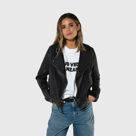 CHAQUETA CUERO TACHAS WOMEN